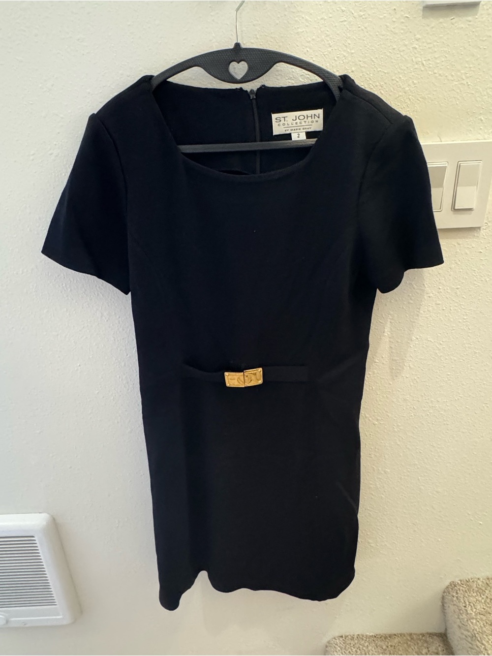 St. John Black Short Sleeve Knit Dress